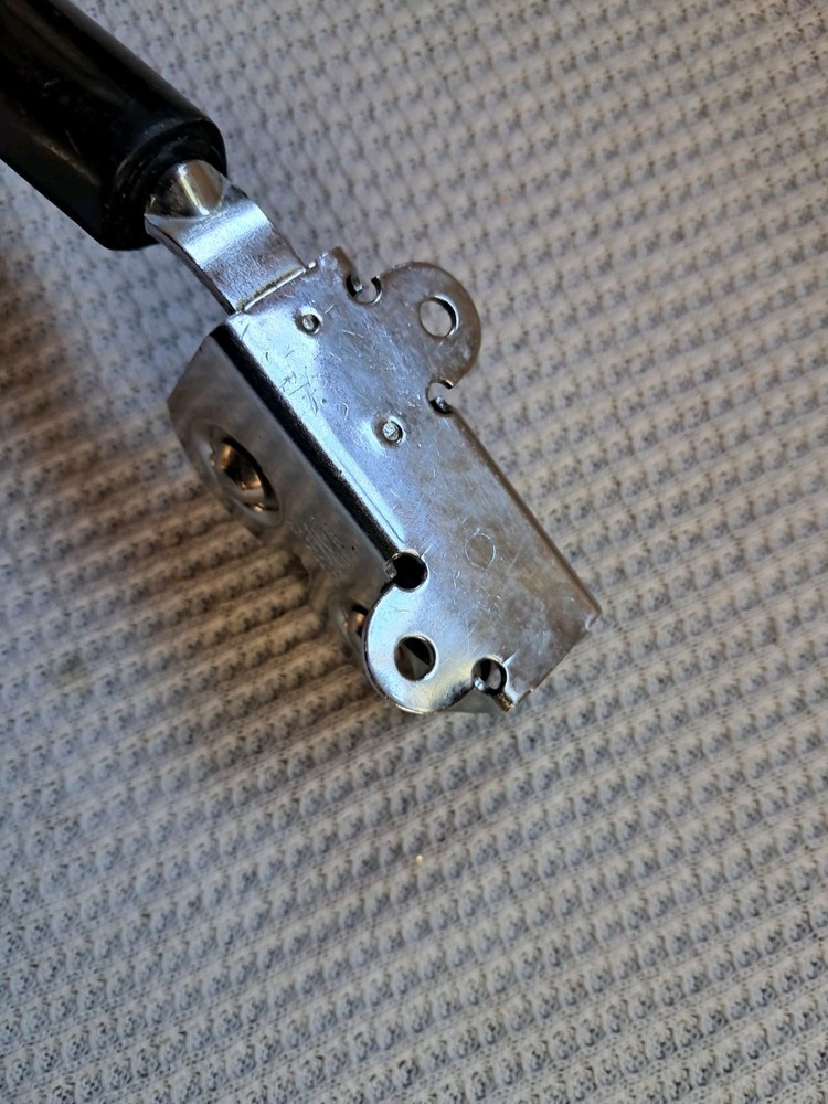 Vintage Ekco Metal Knife Sharpener Pull-Through Black Plastic Handle Great Shape