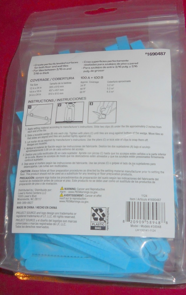 Project Source Tile Leveling System Wedge B 100 Ct 2 Pack New 200 Pieces SAVE$$$