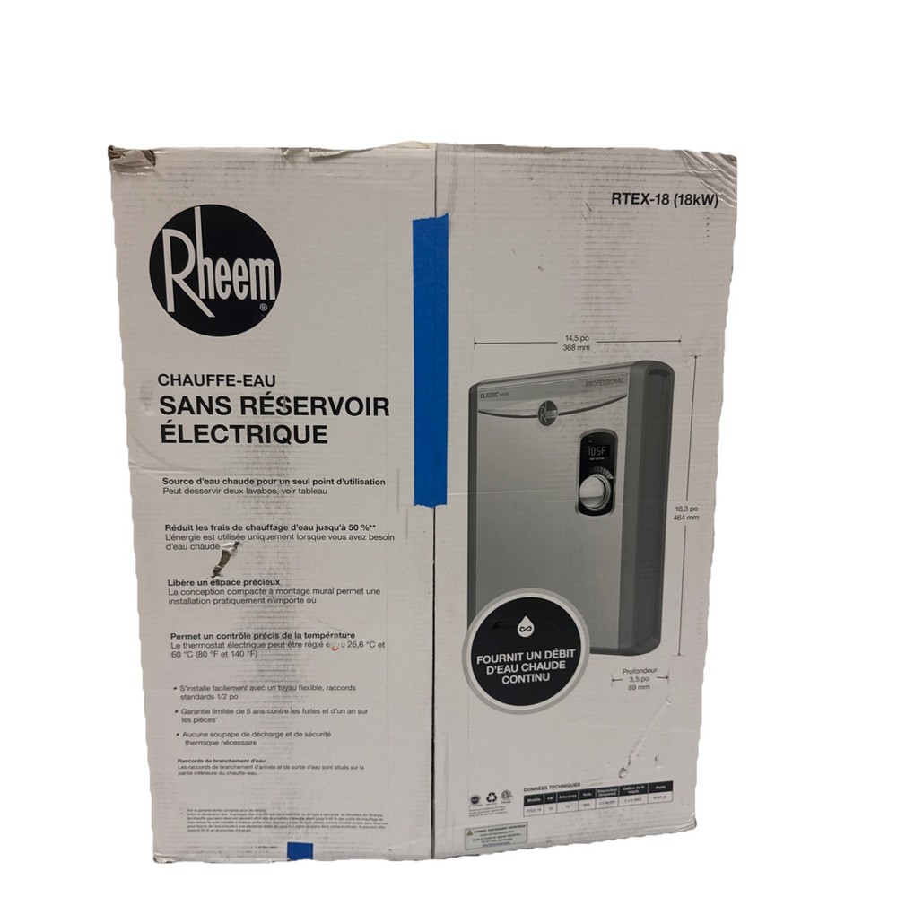 RHEEM RTEX-18 PROFFESIONAL Tankless Instant Electric Water Heater 240VAC, 18Kw