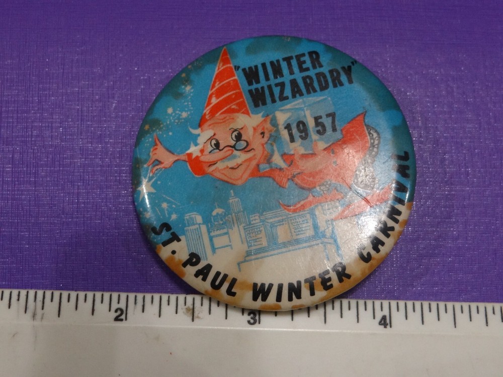 '57 St. Paul Winter Carnival "WINTER WIZARDRY" Button Pin