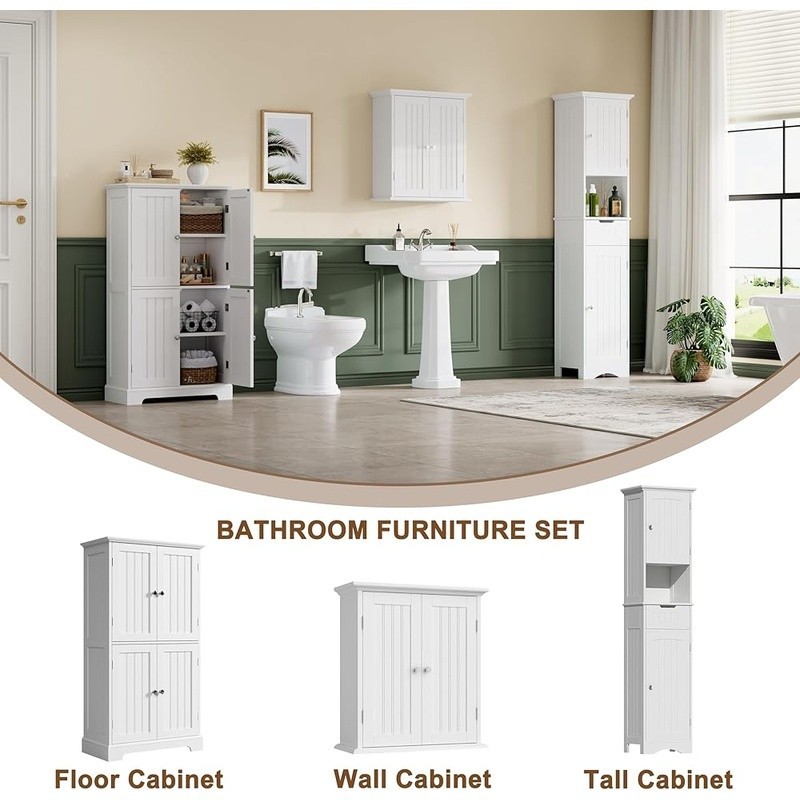 Wall Mounted Bathroom Cabinet Adjustable Shelves Elegant Storage Solution New
