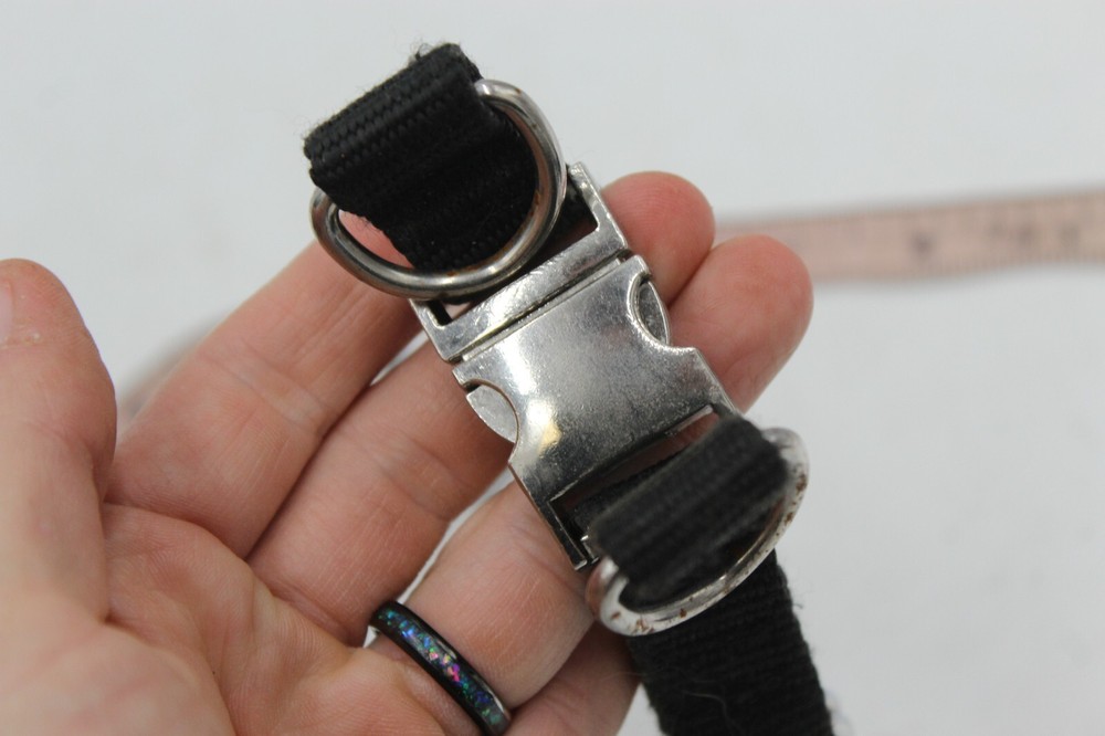 ~20" Dog Training Collar Prongs Clip Medium? Black Silver Nice Buckle NO PULL