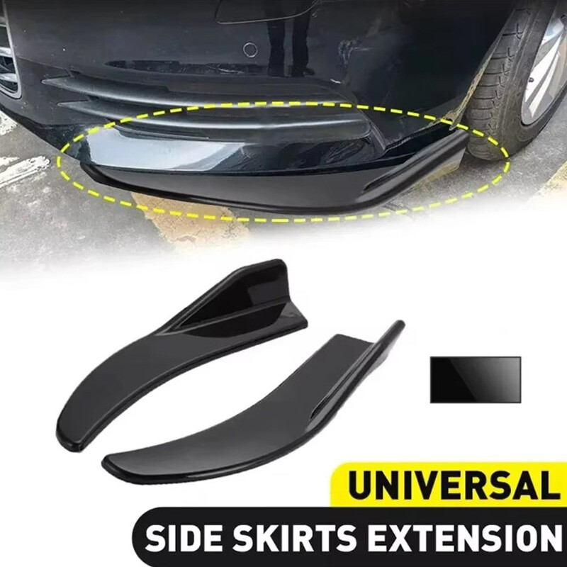 Pair Front / Rear Spoiler Lip Corner Flaps Splitter Gloss Black Universal