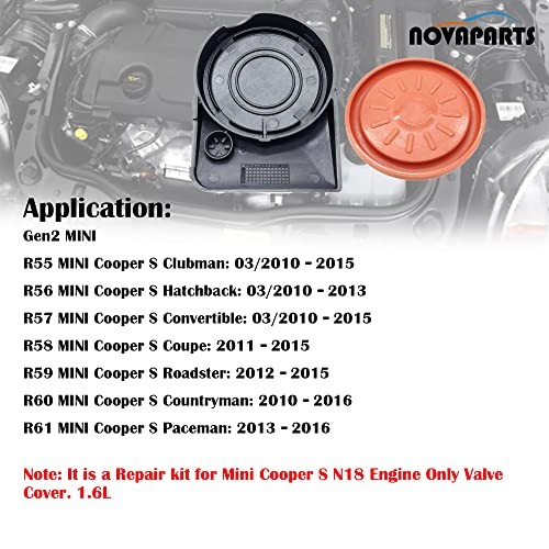 Valve Cover Cap PCV with Membrane N18 Engine Replacement for 2010-2016 MINI