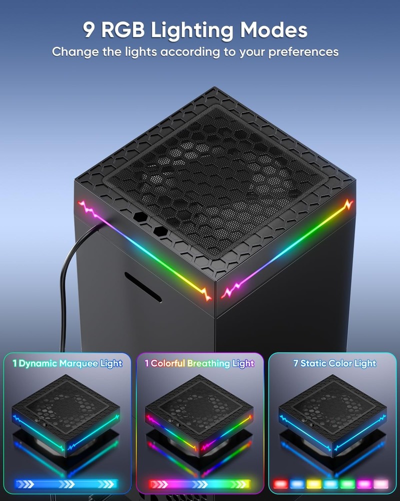 Auto Cooling System for Xbox Series X with 9 RGB Light Modes & USB Hook
