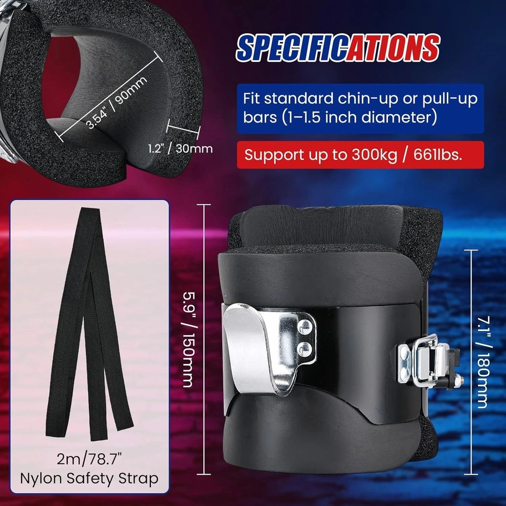 Gravity Inversion Boots with 2 Hooks – Anti-Gravity Hanging Foot Supports for Co