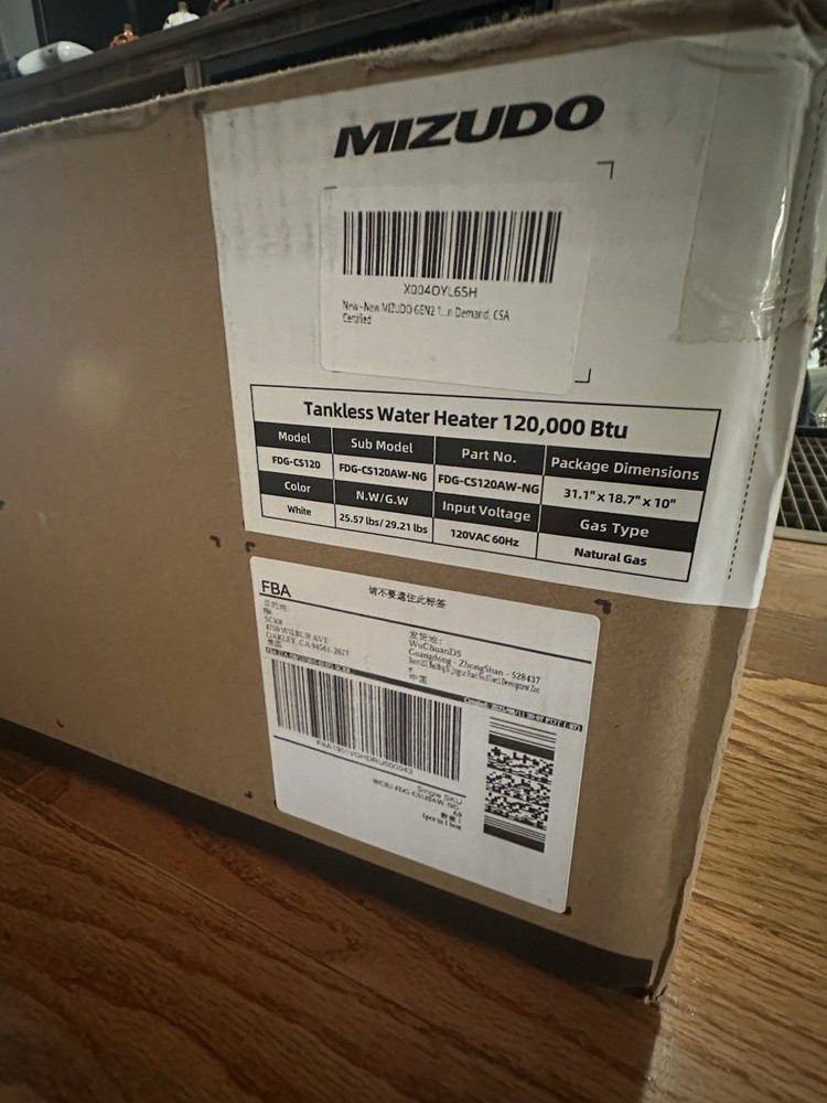 MIZUDO Natural Gas Tankless Water Heater, 5.1 GPM, 120,000 BTU,