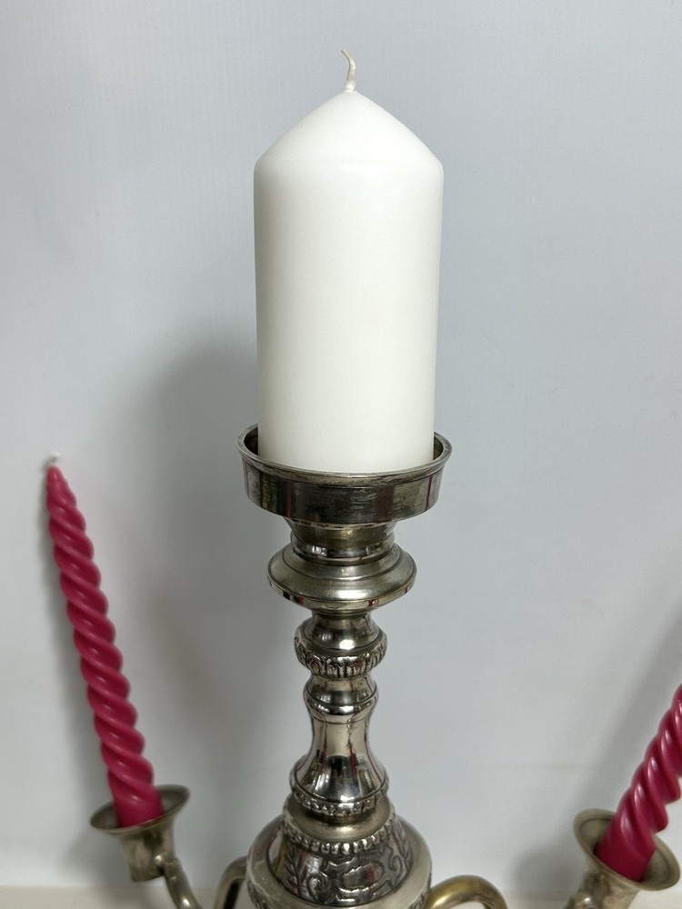 Antique Silver Plated Candelabra - 5 Arm Gothic Table Centrepiece