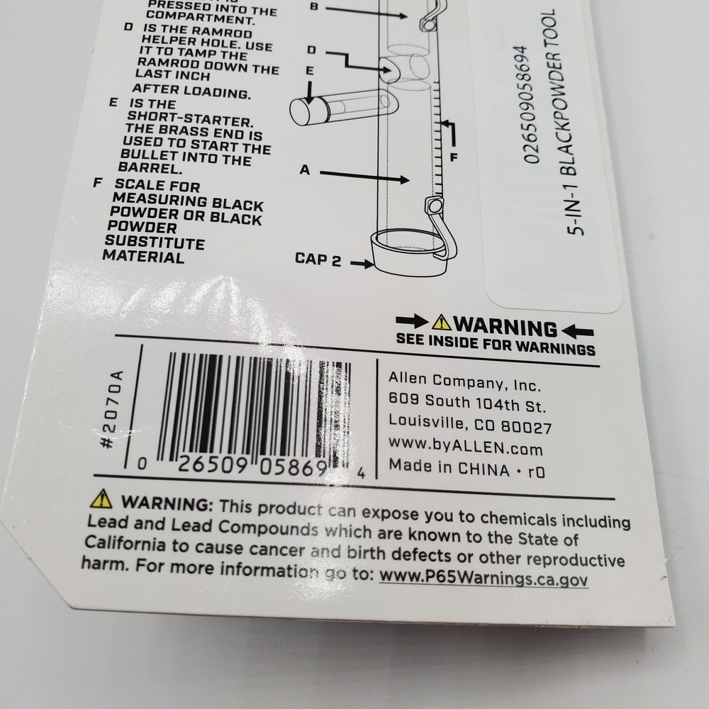 Allen Thunder Cloud 5 In 1 Muzzleloader Tool Black Powder 2070A Holder