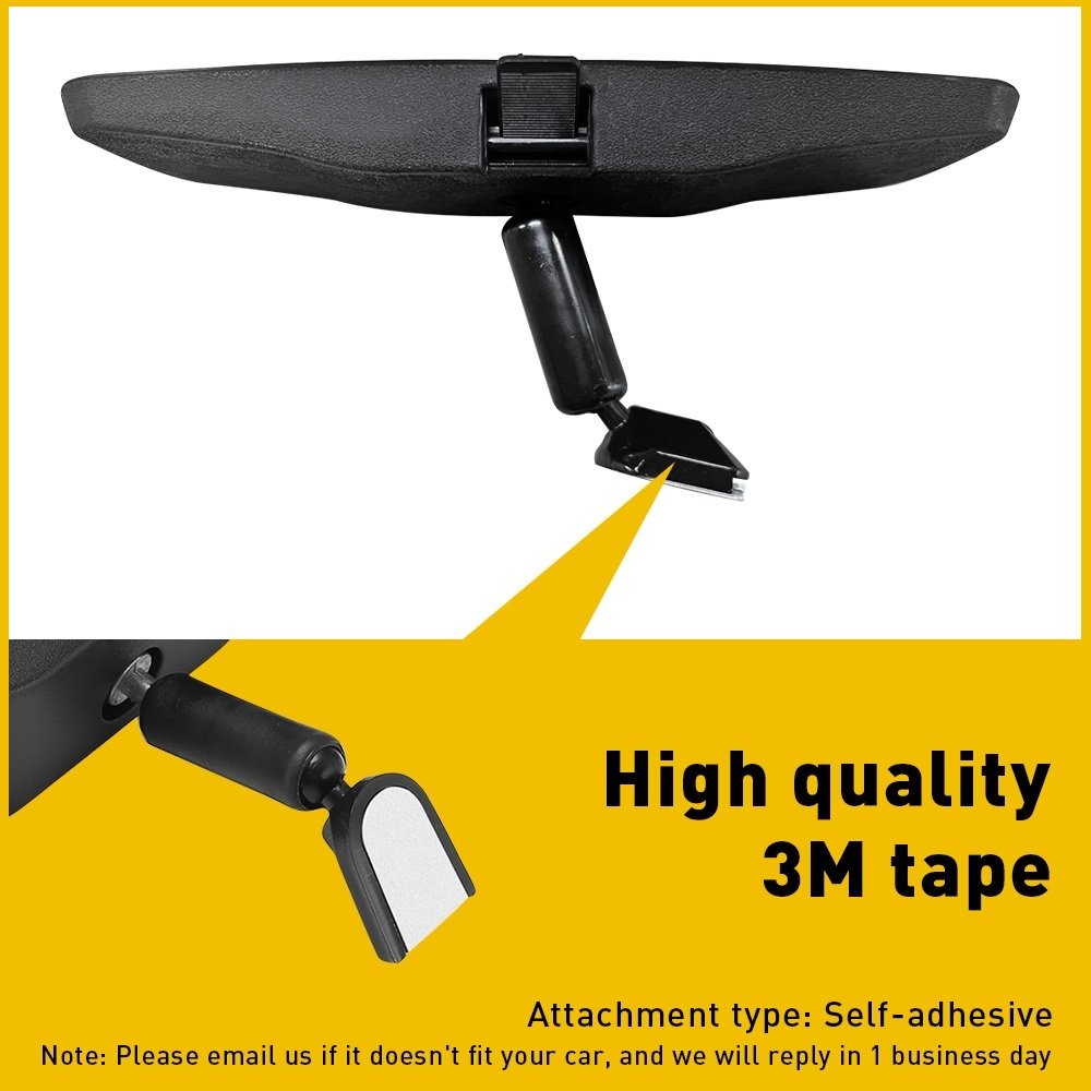 8" Rear Mirror View Interior Black Wide Angle Mirror