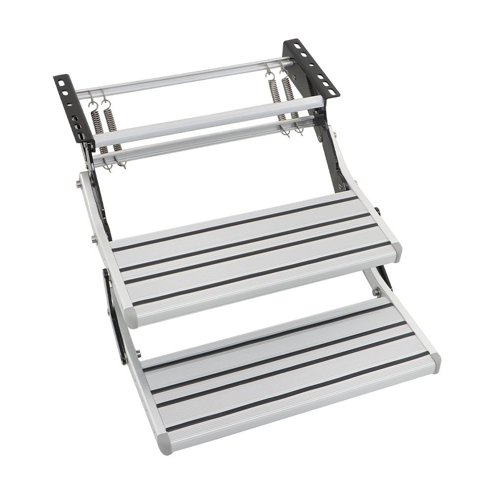 Aluminium Manual Pull Out Retractable 2 Steps RV Camper Platform Steps Stair New