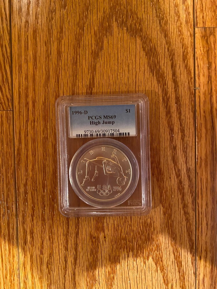 1996 D Olympics High Jump Commemorative Silver Coin PCGS MS69