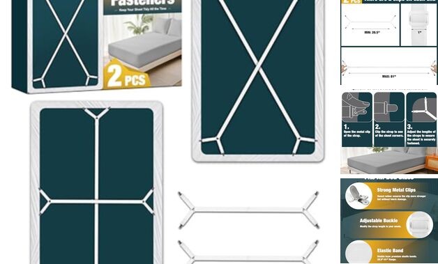2 Pack Extra Long Bed Sheet Straps, Strong Diagonal Bedding Clips, Easy
