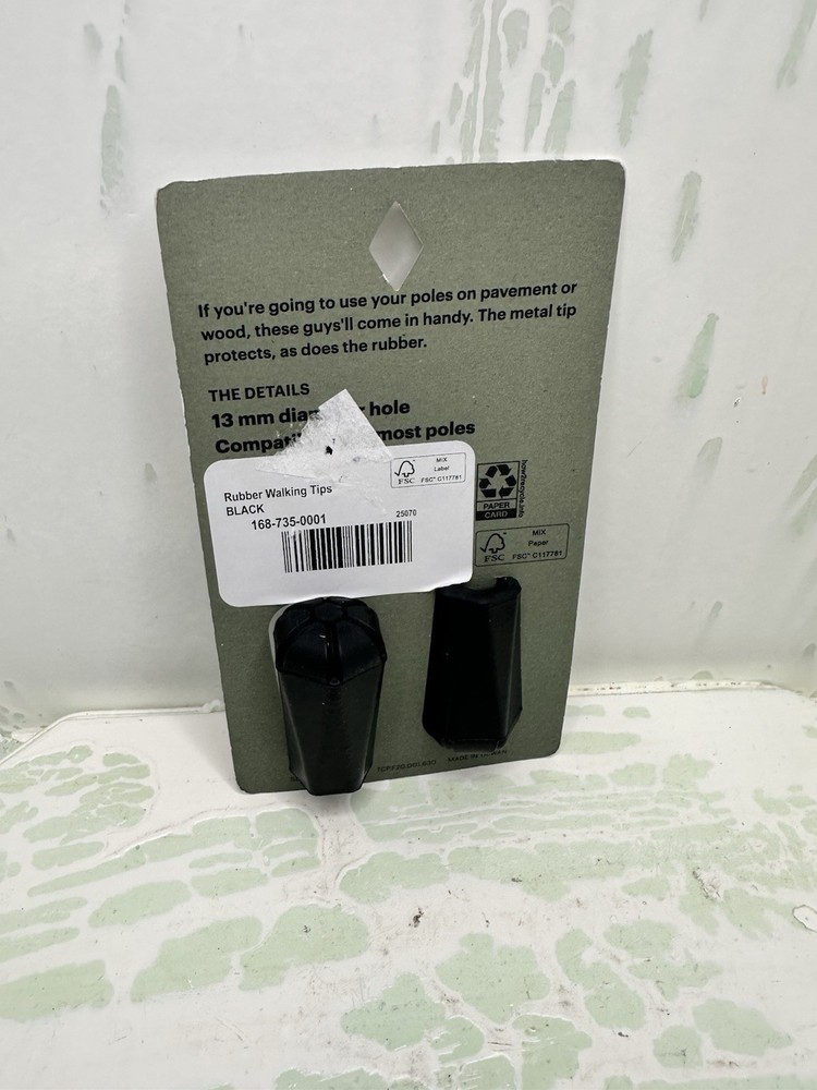 REI Walking Trekking Tips Black Rubber 2 Pack Pole Replacement Cane NEW