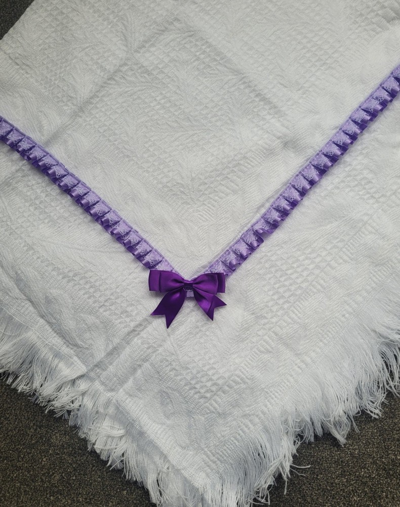 crown Personalised Name WHITE Baby's Shawl or plain