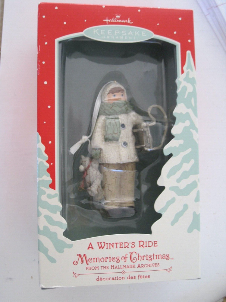 Hallmark Keepsake Ornament A Winters Ride Chalkware 4" 2002 New