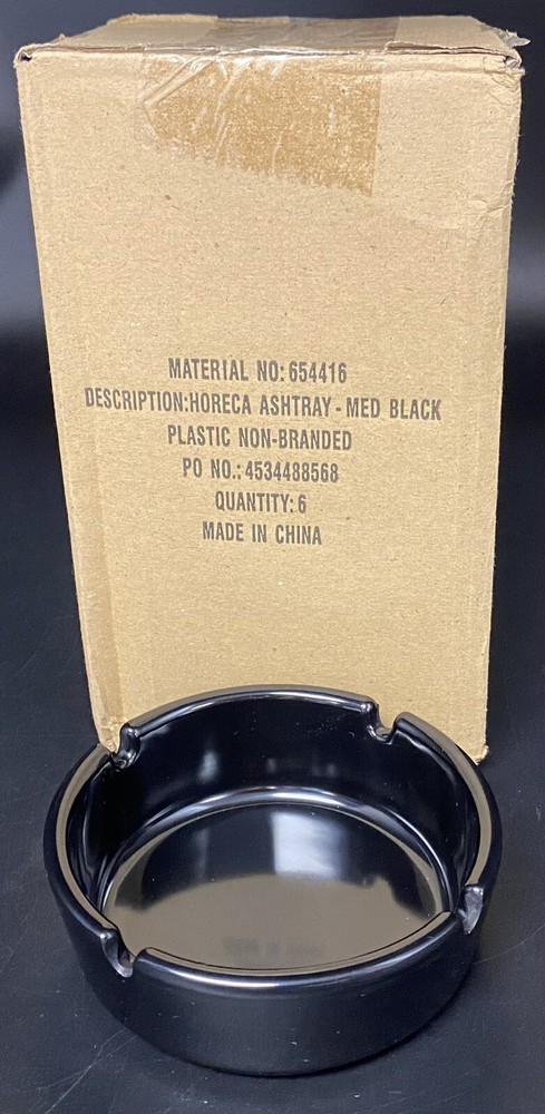HORECA BLACK ASHTRAY 6 PACK PLASTIC NON-BRANDED
