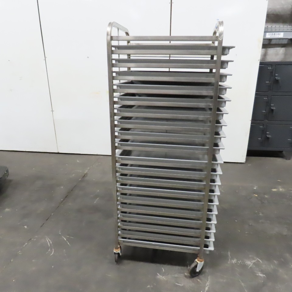 M & E Mfg. Stainless Steel Single End Load Nesting Baking Rack 20 Pan Capacity