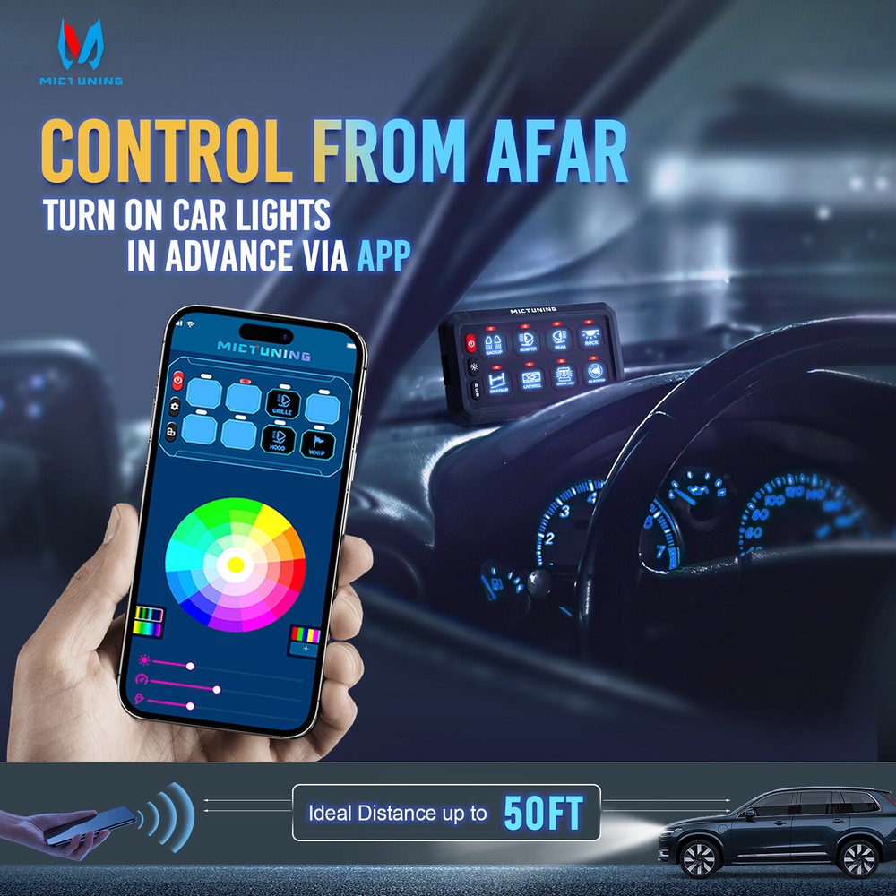 Bluetooth App Control RGB 8 Gang Switch Panel LED Light Circuit Relay System Box