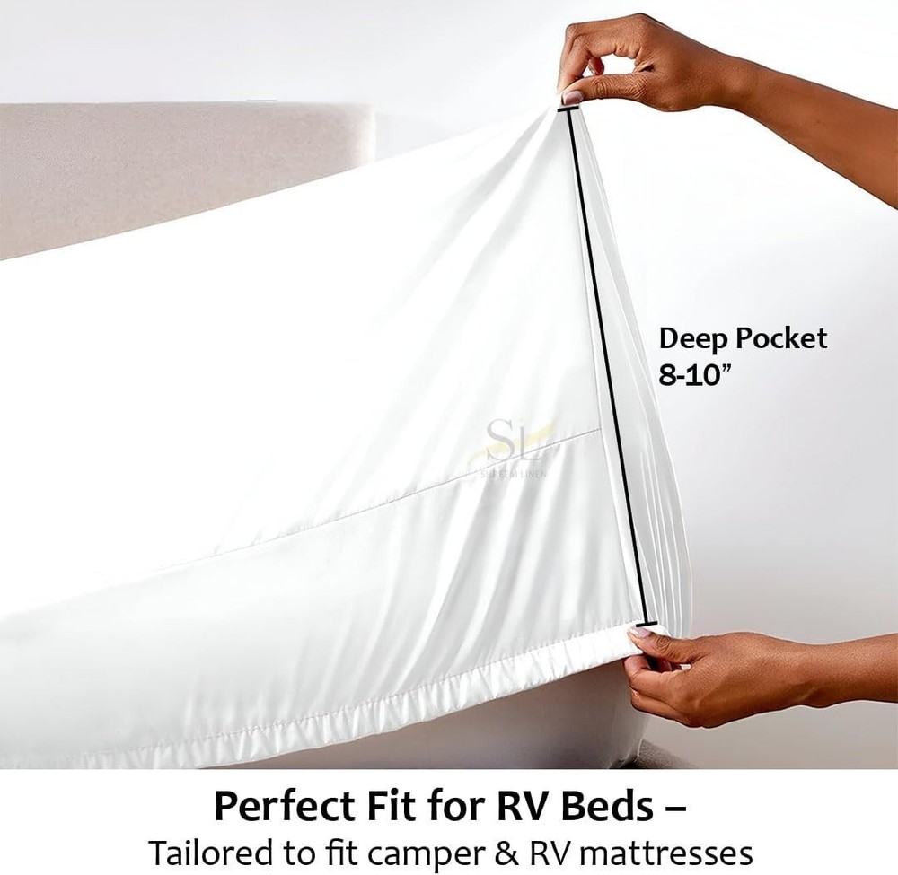 Microfiber RV Sheet Sets, 72x80 Camper King, White Solid - Fits Mattresses up...