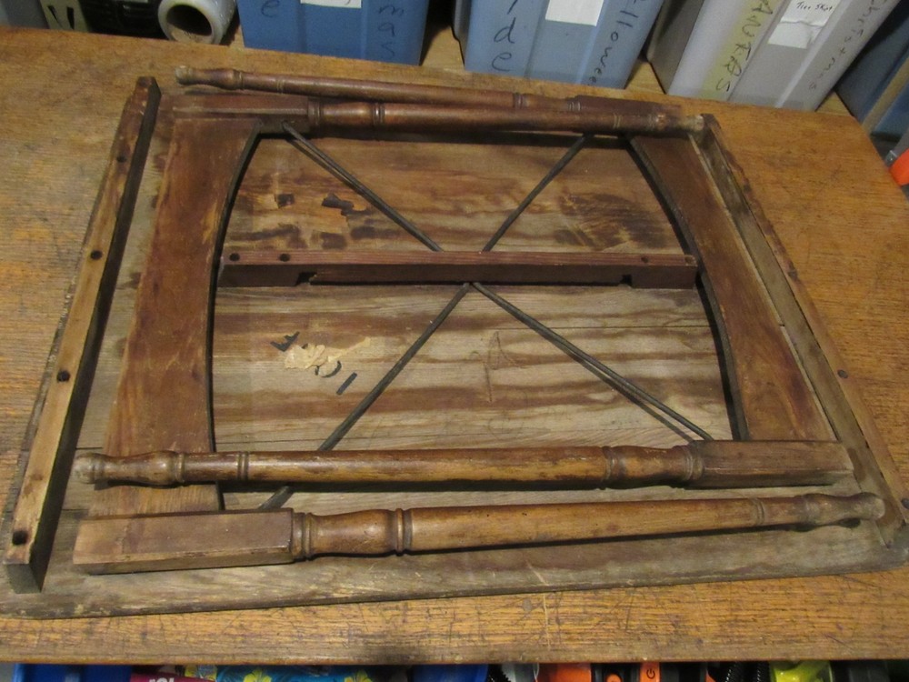 ANTIQUE ORIGINAL 1800's FOLDING CHESS CHECKERBOARD TABLE SOLID PLANK TOP