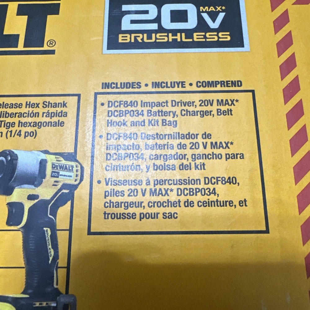 DeWalt DCF840E1 20V MAX POWERSTACK 1/4 in. Cordless Brushless Impact Driver Kit