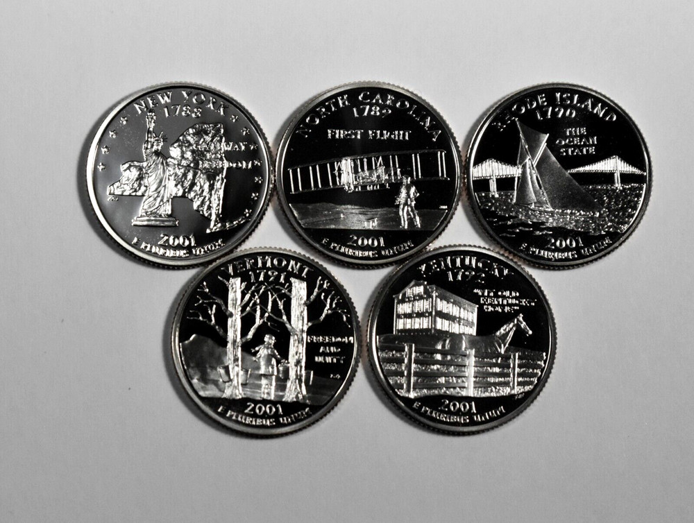 2001 S CLAD PROOF STATE QUARTER 5 Proof Coins