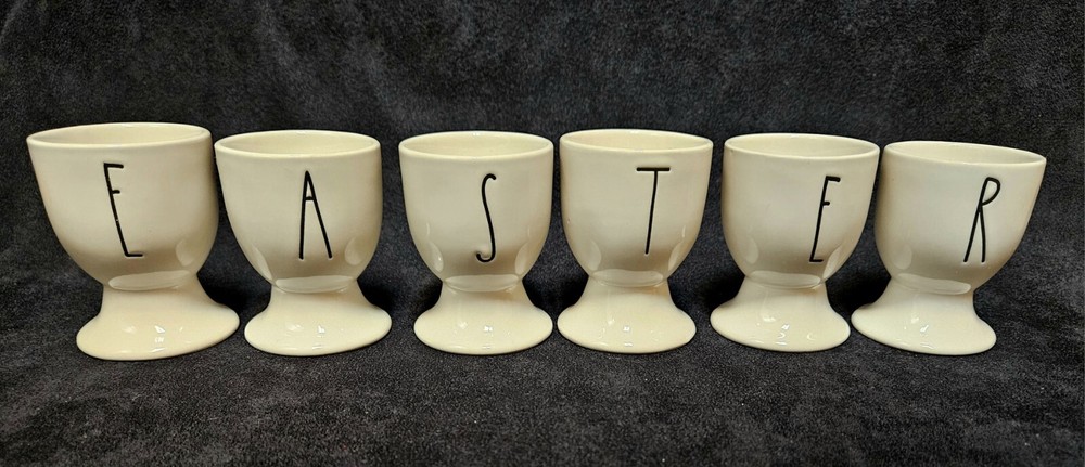 6 Rae Dunn EASTER EGG CUPS Artisan Collection MAGENTA Lot EUC