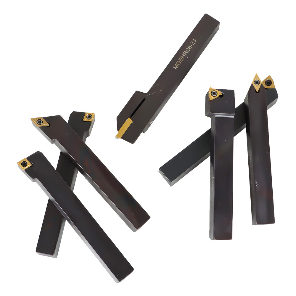 7Pcs 1/2" Lathe Tool Bit Thread Insert+Holder Set Carbide Indexable Turning Tool