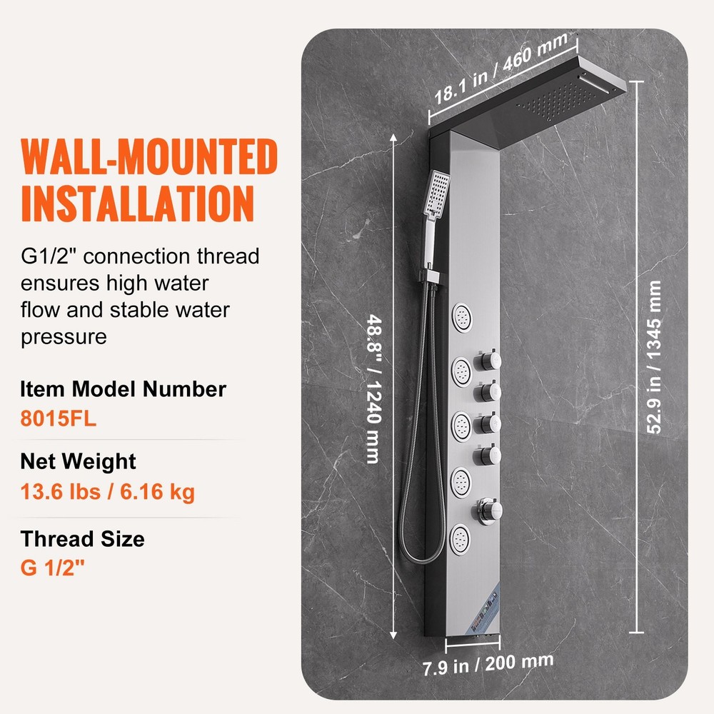 Shower Panel System 4 Shower Modes Shower Panel Tower Rainfall Waterfall 5