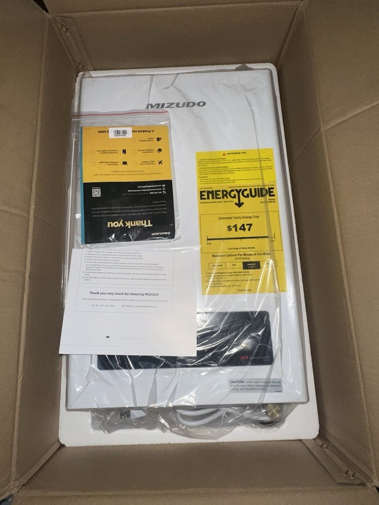 MIZUDO Natural Gas Tankless Water Heater, 5.1 GPM, 120,000 BTU,