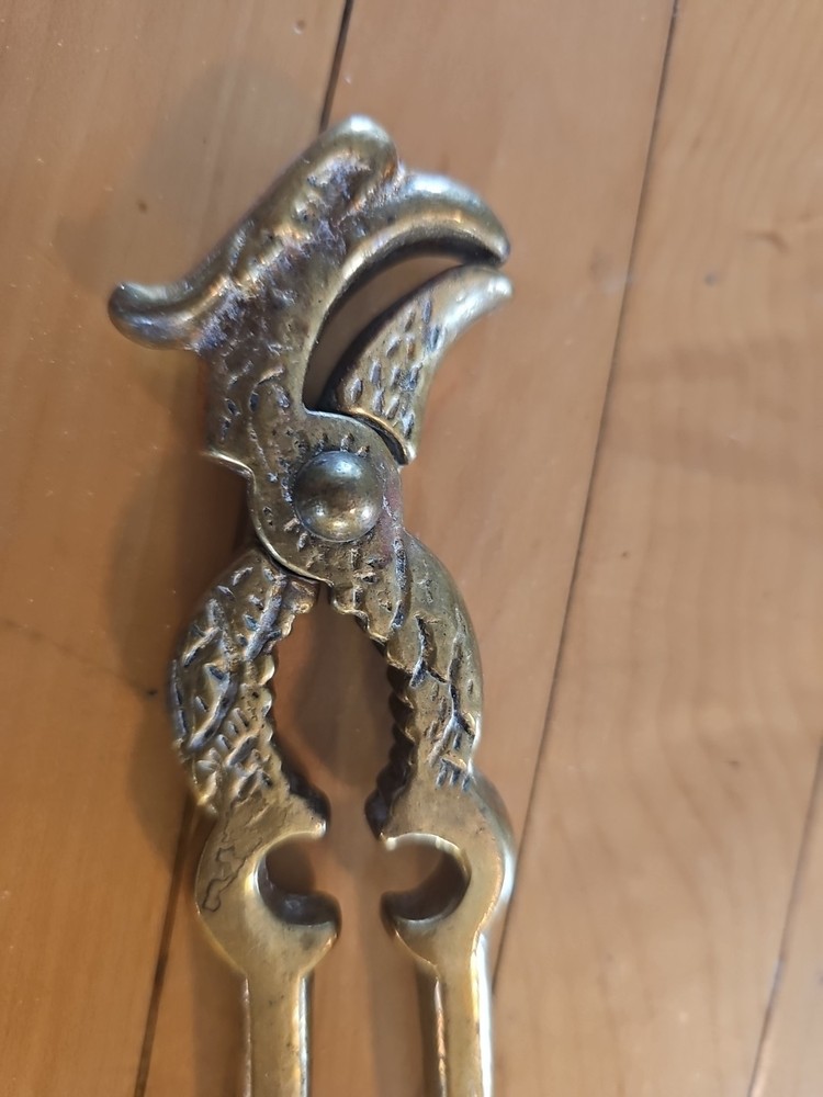 ORNATE Brass Eagle Bird Head Handheld Nutcracker VINTAGE