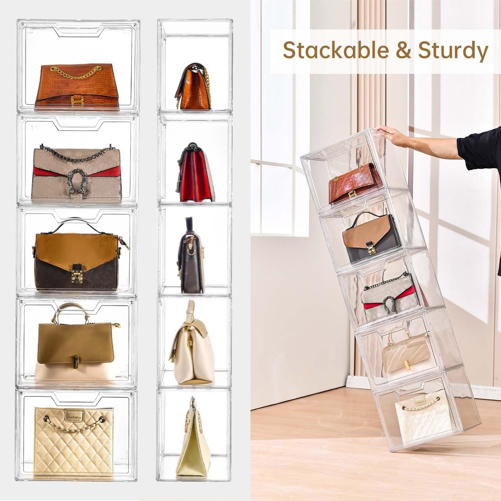 Stackable Storage Bins,Clear Acrylic Display Case, Acrylic Boxes with Lids, S...