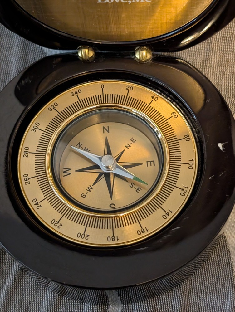 Compass in black case with inscription - 3" diameter