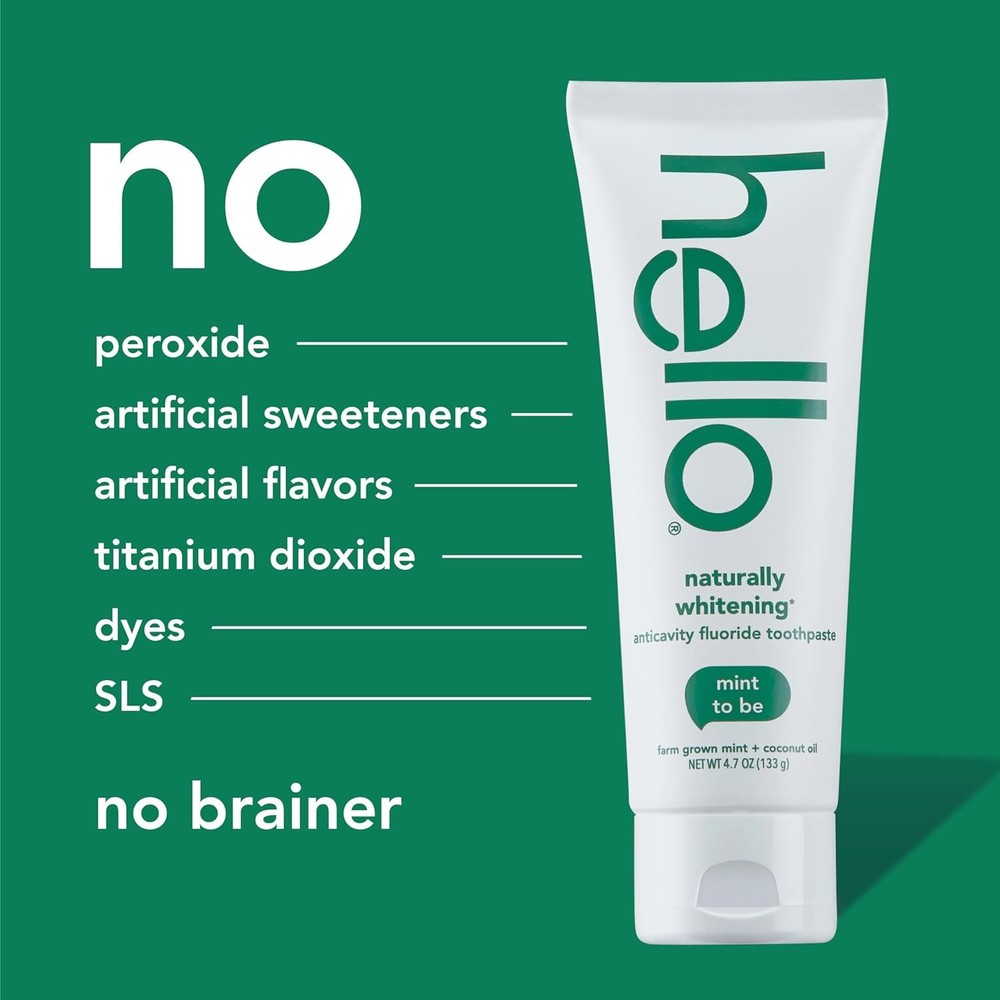hello Naturally Whitening Fluoride Toothpaste, Natural Whitening Toothpaste with