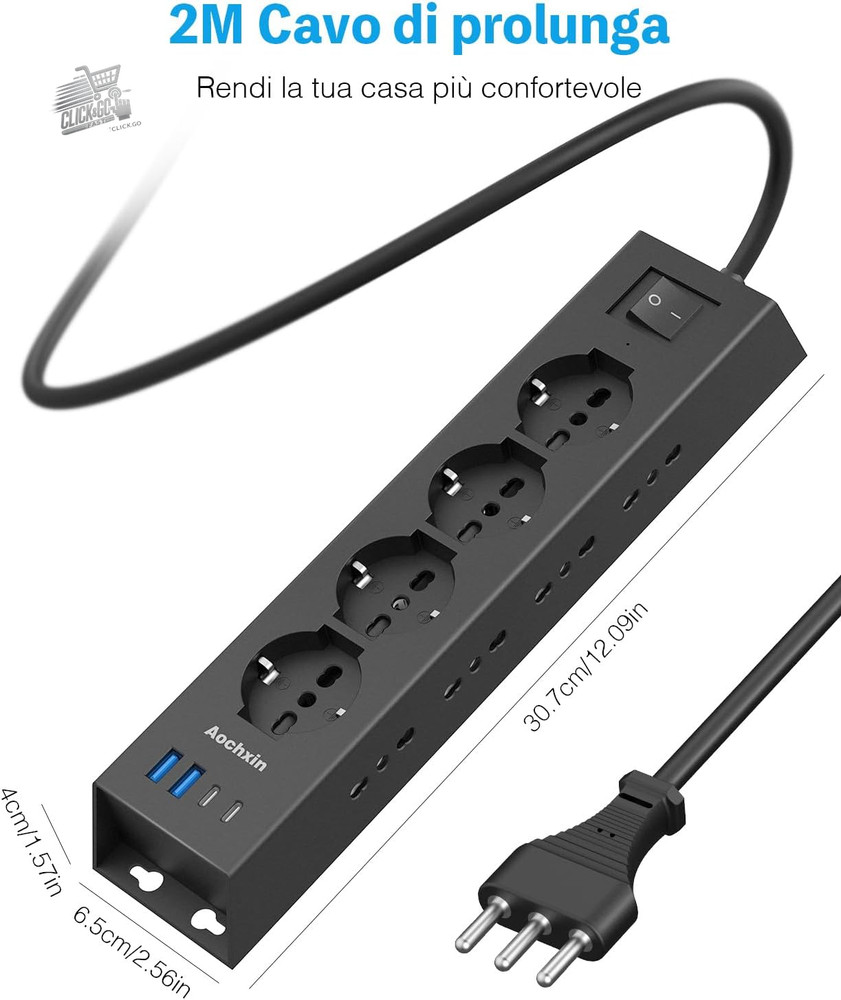 Electrical Multi-Outlet Angle Socket With 2 USB-A, 2 USB-C & 12 Sockets, Slipper Co