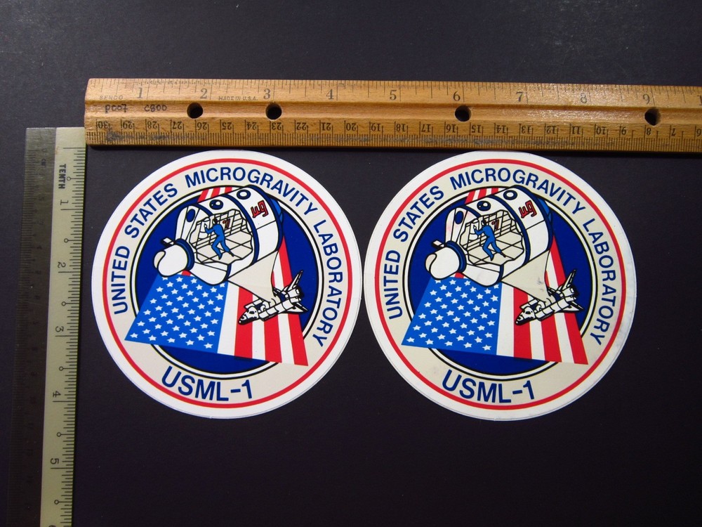 NASA USML-1 Microgravity Laboratory ug (2) Stickers Space Shuttle Original
