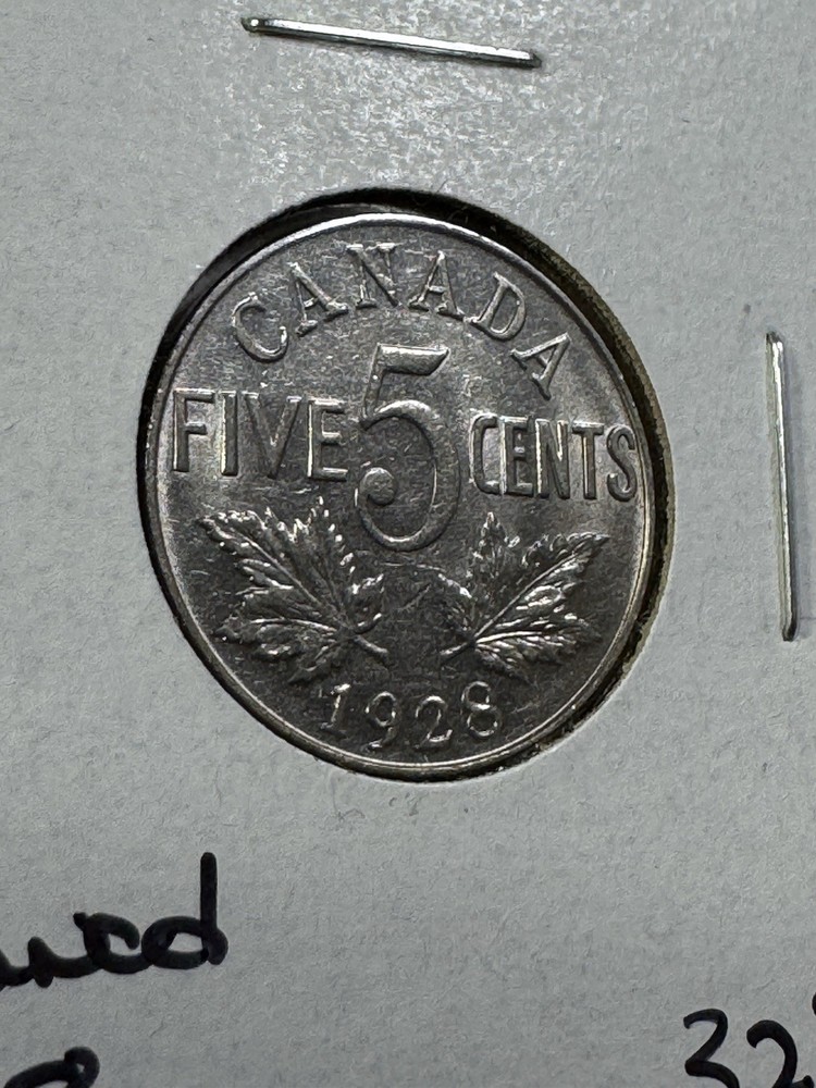 1928 Canada 5 Cents Cleaned