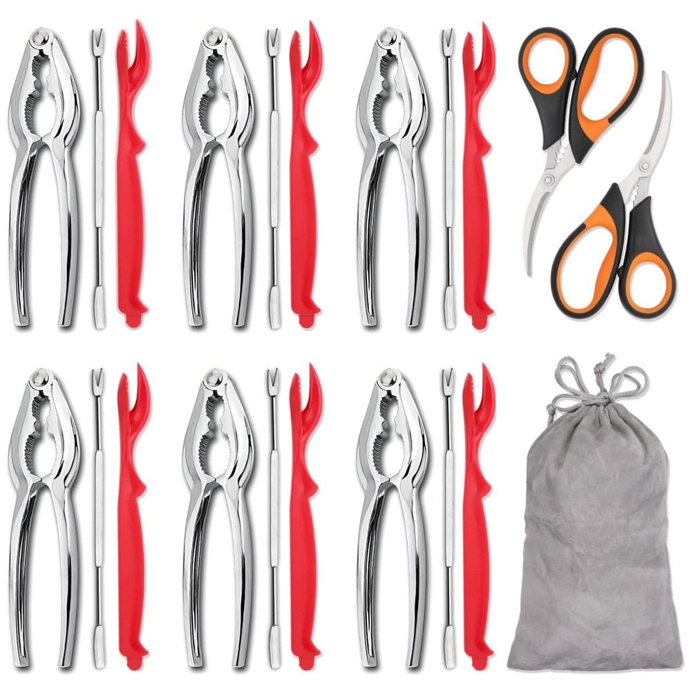Essential 20-Piece Seafood Kit: Rustproof Crackers, Forks & Lifting Scissors