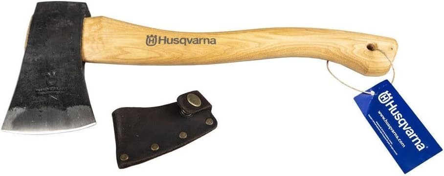 Ideal Small Hatchet Axe with Hickory Handle and Leather Sheath for Camping