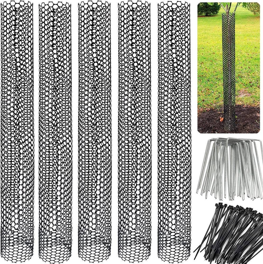Mesh Tree Trunk Protectors, 6 Pack 40 Inches Tree Bark Protector Guard with Z...