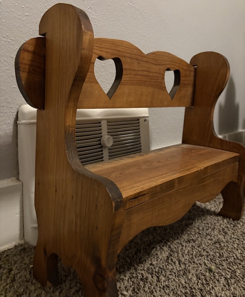 Wooden Bench Heart Cutouts