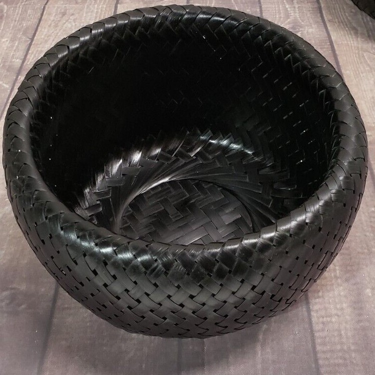 Black Bamboo Nesting Baskets Multipurpose Kitchen Bowls Bathroom Bambu -Set of 2