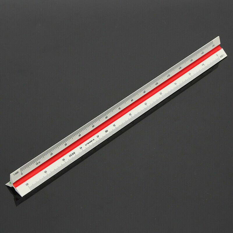 Triangular Scale Ruler 30cm/12" Solid Plastic Metric Architect Engineers
