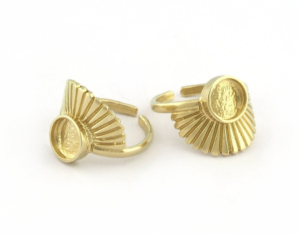 Sun Ring Round Blank Bezel Settings Raw brass (8mm Blank) 5397