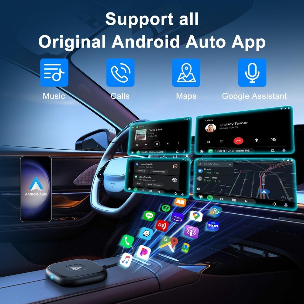Android Auto Wireless Adapter for Wired Android Auto Cars Converts ... Fast Ship