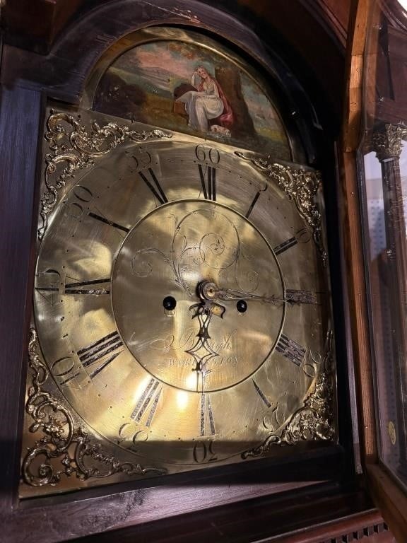 19thc BROUGH WORKINGTON MAHOGANY TALL CASE CLOCK