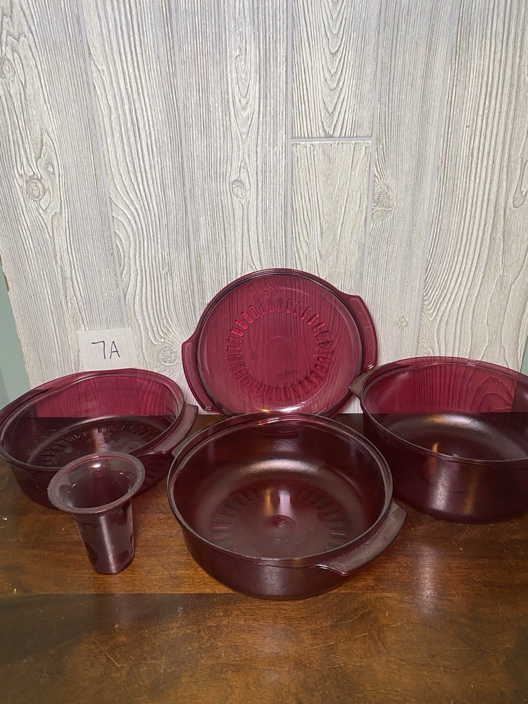 Tupperware TupperWave Stack Cooker Microwave Steamer 5 Pieces Cranberry