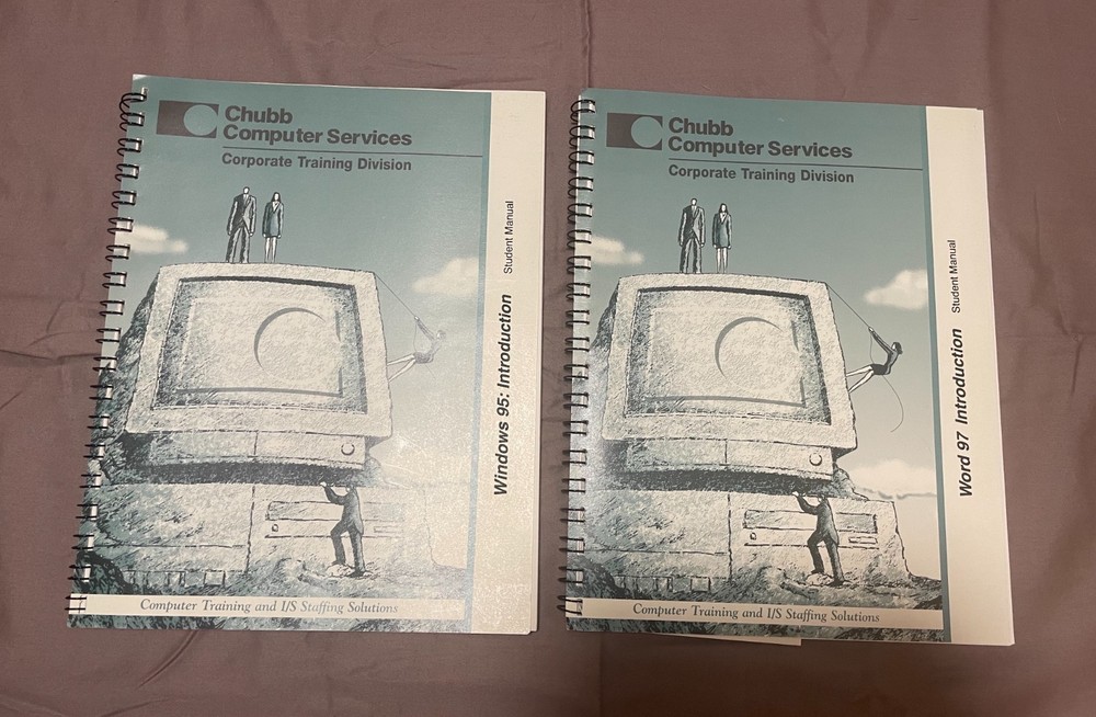 (2) Vintage Chubb Computer Services Windows 95 + Word 97 Manuals