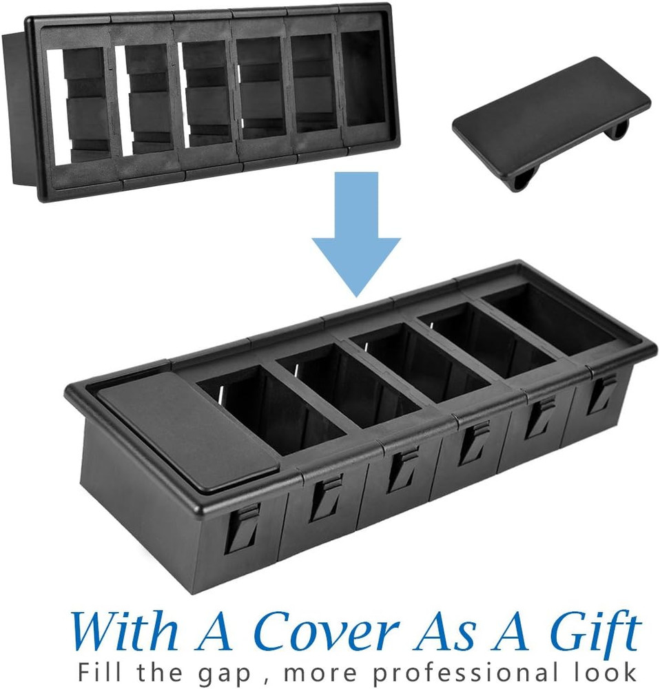 Rocker Switch Panel Switch Holder Housing Kit - Black Plastic